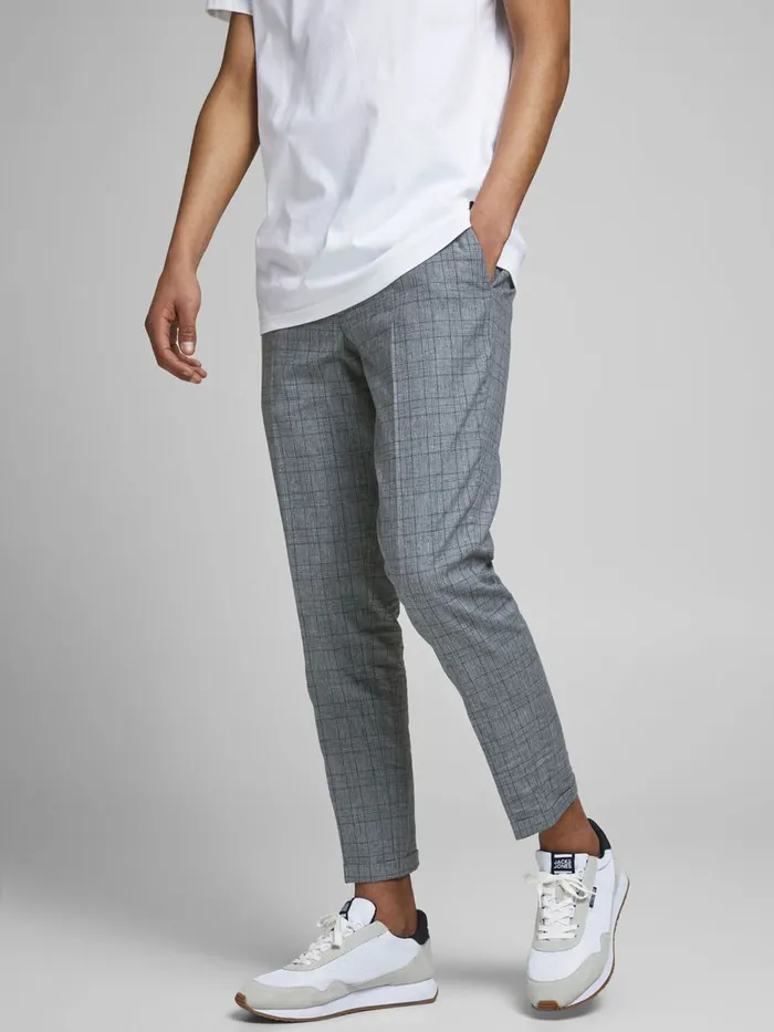 Trousers JACK and JONES Mens SUPER SLIM FIT CHECK SUIT TROUSERS Grey Grey Melange Trousers JACK and JONES Mens SUPER SLIM FIT CHECK SUIT TROUSERS Grey Grey Melange
