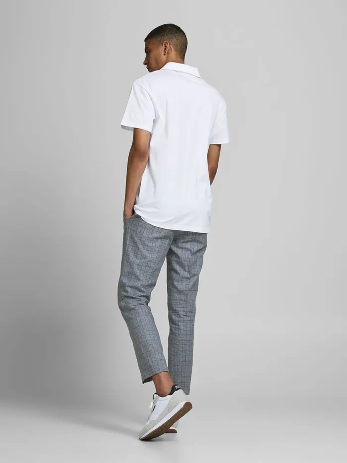 Trousers JACK and JONES Mens SUPER SLIM FIT CHECK SUIT TROUSERS Grey Grey Melange