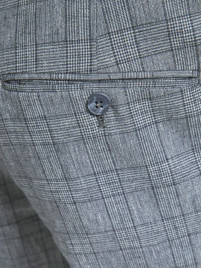 Trousers JACK and JONES Mens SUPER SLIM FIT CHECK SUIT TROUSERS Grey Grey Melange