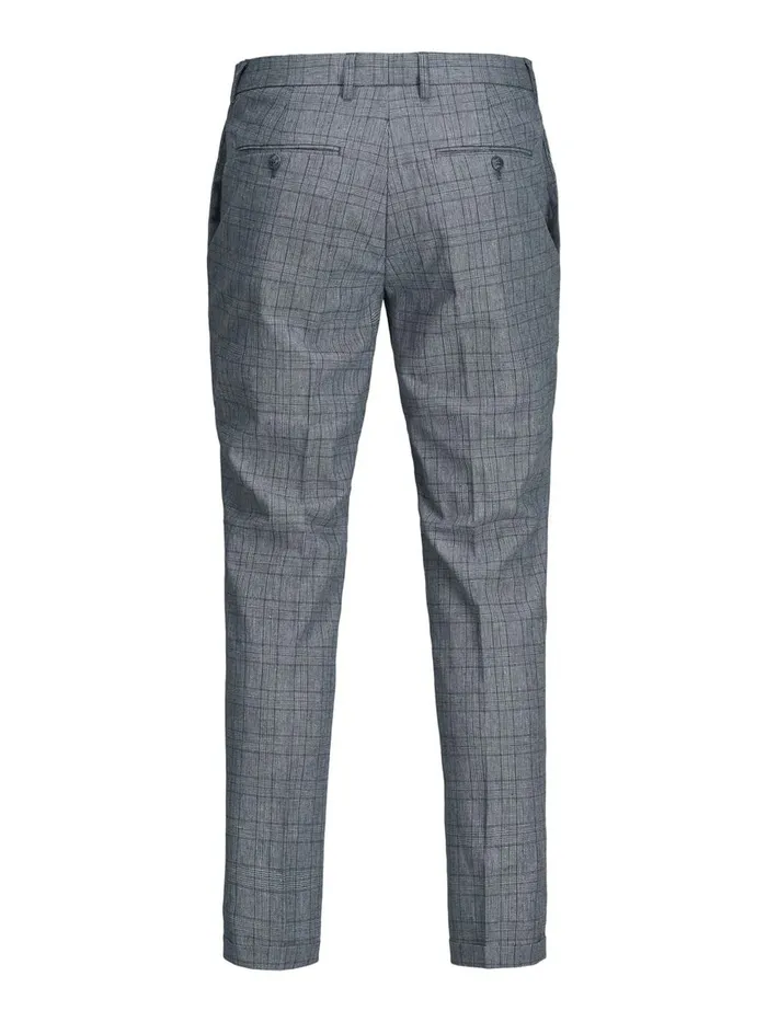 Trousers JACK and JONES Mens SUPER SLIM FIT CHECK SUIT TROUSERS Grey Grey Melange