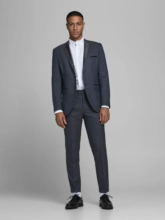 Trousers JACK and JONES Mens SUPER SLIM FIT TROUSERS Blue Dark Navy