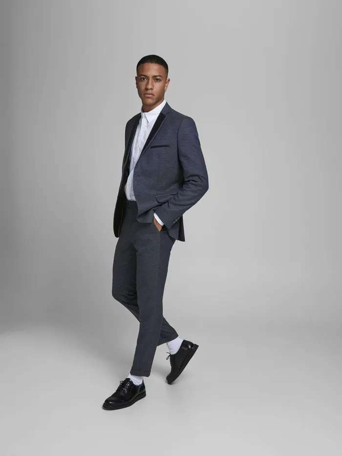 Trousers JACK and JONES Mens SUPER SLIM FIT TROUSERS Blue Dark Navy