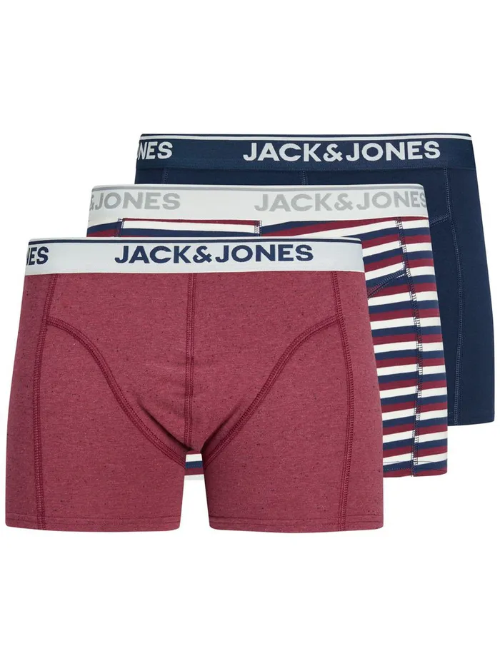 Underwear JACK and JONES Mens 3PACK LOGO TRUNKS Red Marshmallow Gift 4 You