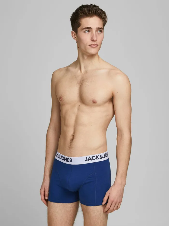 Underwear JACK and JONES Mens 3PACK LOGO WAIST TRUNKS Blue Palace Blue Popular Underwear JACK and JONES Mens 3PACK LOGO WAIST TRUNKS Blue Palace Blue Popular