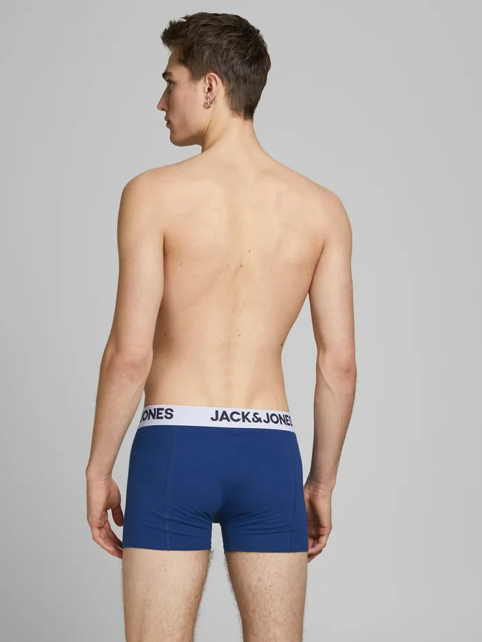 Underwear JACK and JONES Mens 3PACK LOGO WAIST TRUNKS Blue Palace Blue Popular