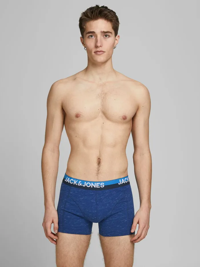 Underwear JACK and JONES Mens 3PACK LOGO WAIST TRUNKS Blue Palace Blue Popular