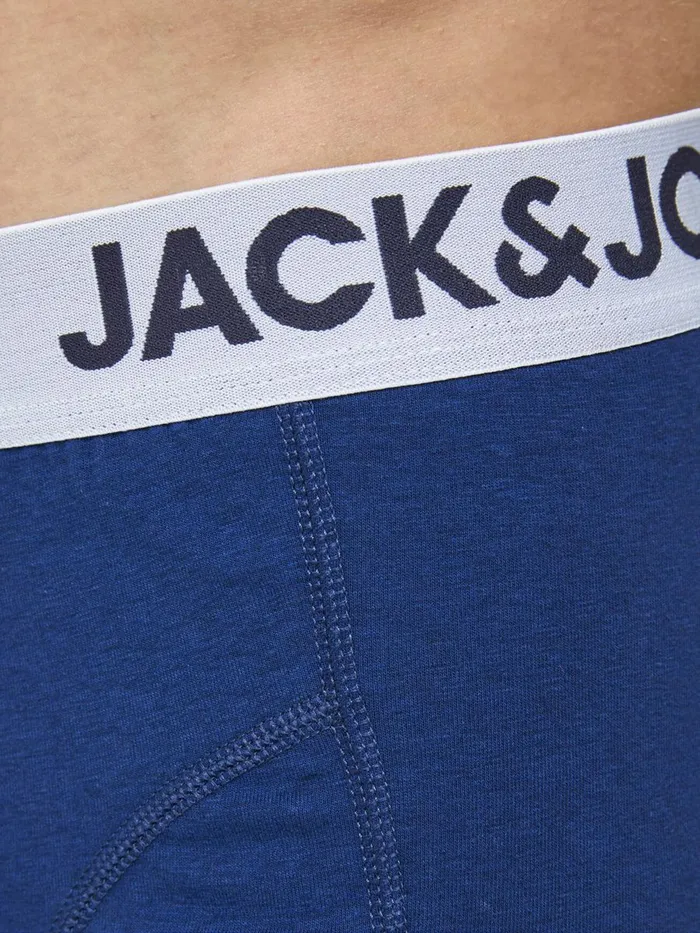 Underwear JACK and JONES Mens 3PACK LOGO WAIST TRUNKS Blue Palace Blue Popular
