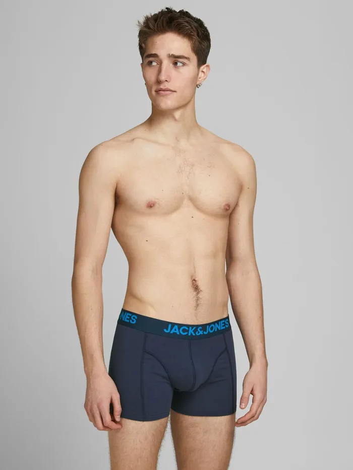 Underwear JACK and JONES Mens 3PACK LOGO WAIST TRUNKS Blue Palace Blue Popular