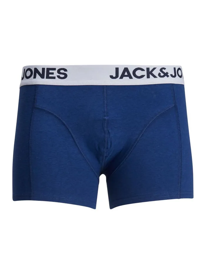Underwear JACK and JONES Mens 3PACK LOGO WAIST TRUNKS Blue Palace Blue Popular