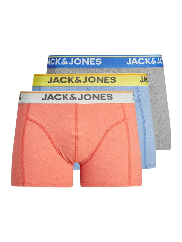 Underwear JACK and JONES Mens 3PACK MELANGE TRUNKS Orange Palace Blue Gift Ideas