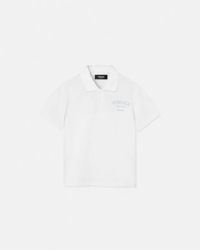 University Coral Kids Polo Shirt Whiteprint Children Versace Clothing