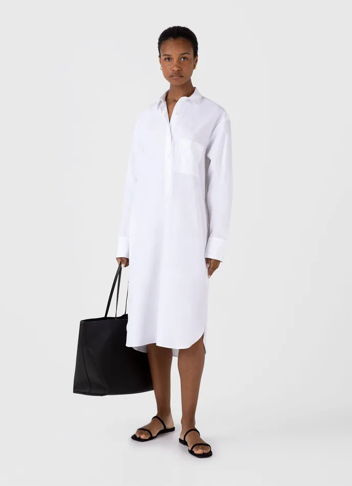 ussunspel Dresses and Skirts Women Cotton Poplin Shirt Dress White ussunspel Dresses and Skirts Women Cotton Poplin Shirt Dress White