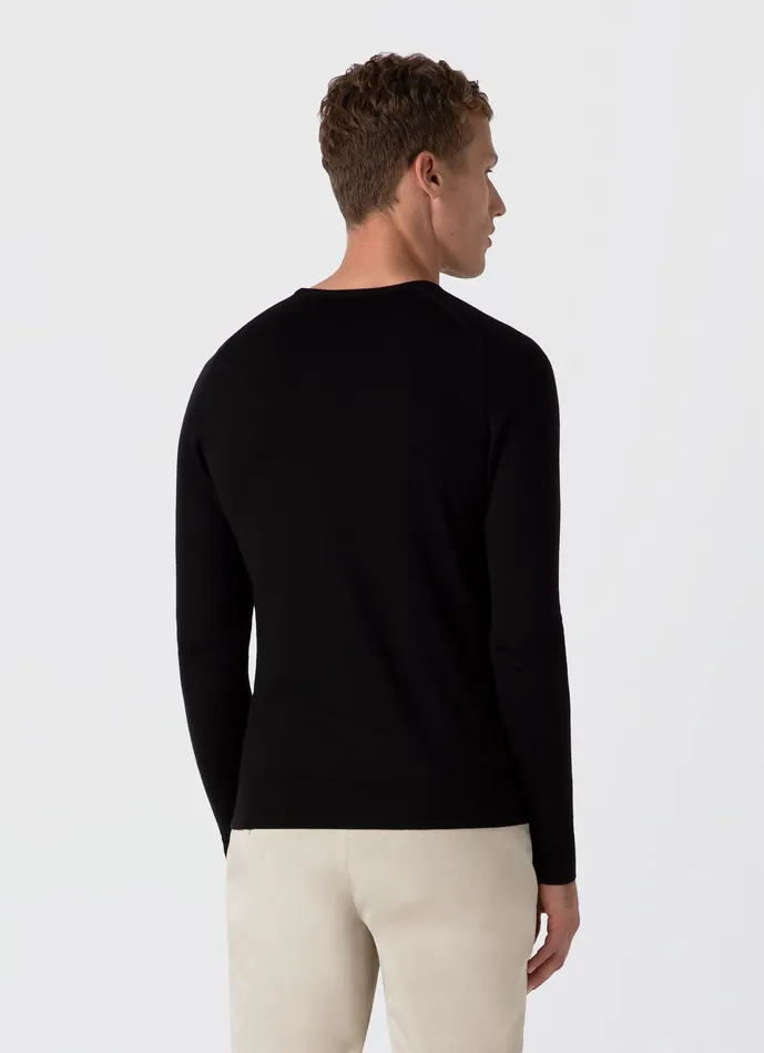 ussunspel ExtraFine Merino Crew Neck Black Men Knitwear ussunspel ExtraFine Merino Crew Neck Black Men Knitwear
