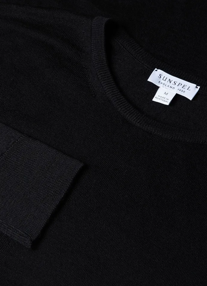 ussunspel ExtraFine Merino Crew Neck Black Men Knitwear ussunspel ExtraFine Merino Crew Neck Black Men Knitwear