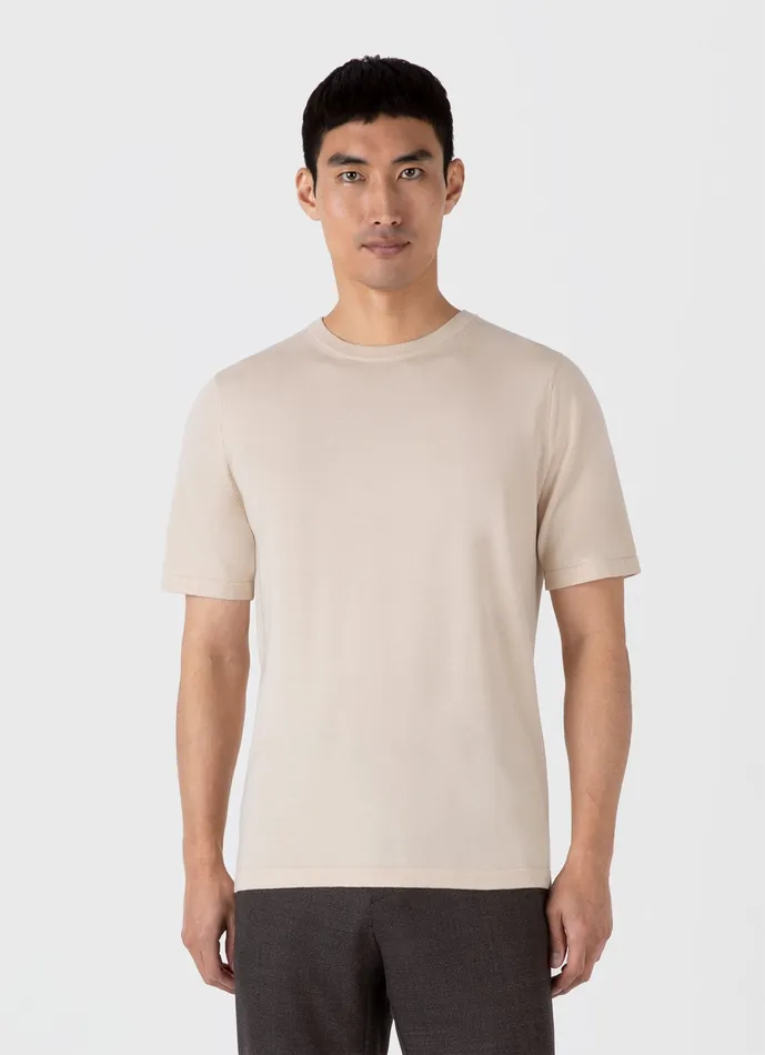 ussunspel Knitwear Men Sea Island Cotton Knit Tshirt Undyed ussunspel Knitwear Men Sea Island Cotton Knit Tshirt Undyed