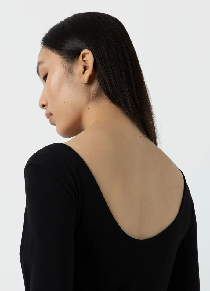 ussunspel Scoop Back Top Black Women Tshirts and Tops ussunspel Scoop Back Top Black Women Tshirts and Tops