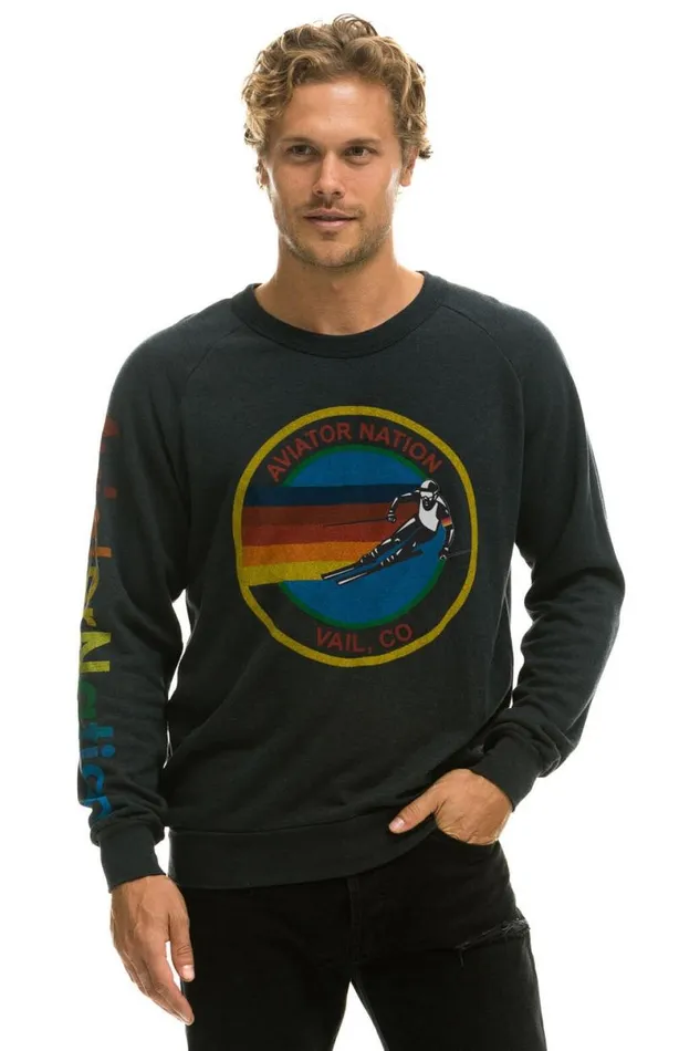 Vail Crew Sweatshirt 8211 Charcoal WomenMen Aviator Nation Sweatshirts