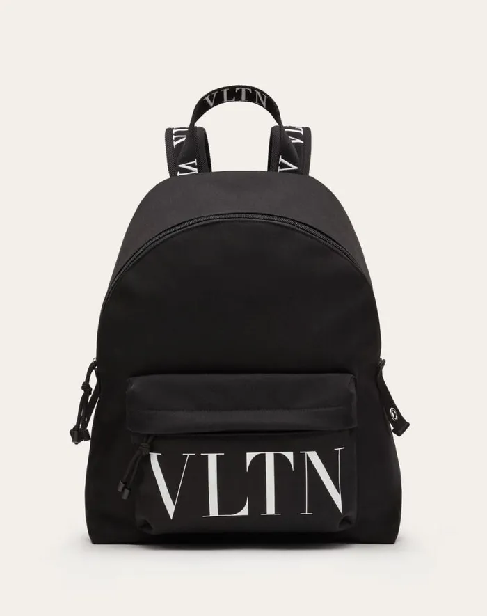 Valentino Backpacks Man Vltn Nylon Backpack For Man In Blackwhite Blackwhite