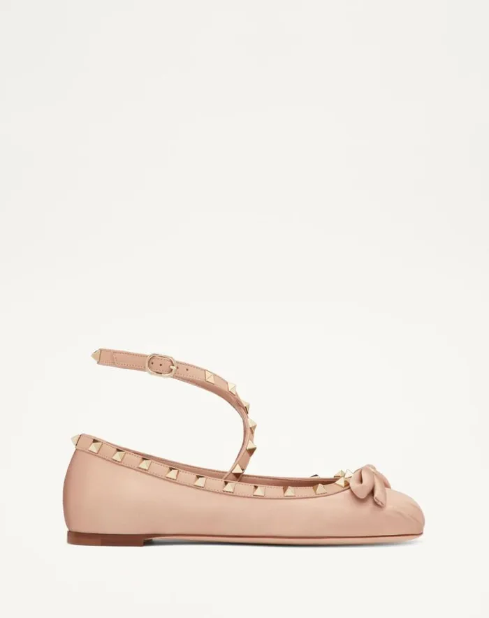 Valentino Ballerinas Woman Rockstud Satin Ballerina For Woman In Rose Cannelle Rose Cannelle Valentino Ballerinas Woman Rockstud Satin Ballerina For Woman In Rose Cannelle Rose Cannelle
