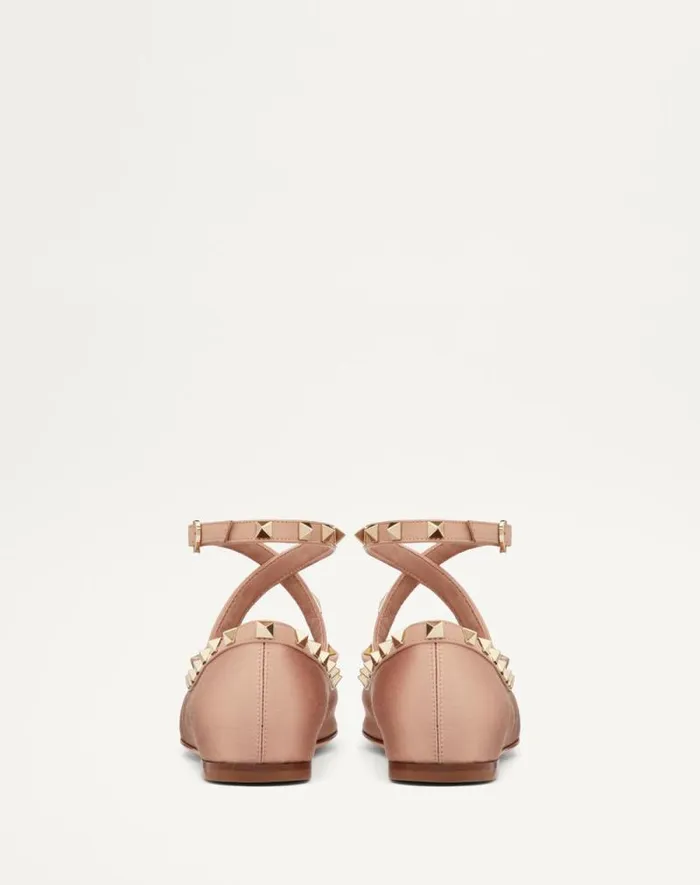 Valentino Ballerinas Woman Rockstud Satin Ballerina For Woman In Rose Cannelle Rose Cannelle Valentino Ballerinas Woman Rockstud Satin Ballerina For Woman In Rose Cannelle Rose Cannelle