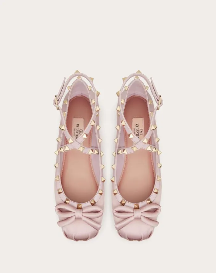 Valentino Ballerinas Woman Rockstud Satin Ballerina For Woman In Rose Cannelle Rose Cannelle Valentino Ballerinas Woman Rockstud Satin Ballerina For Woman In Rose Cannelle Rose Cannelle