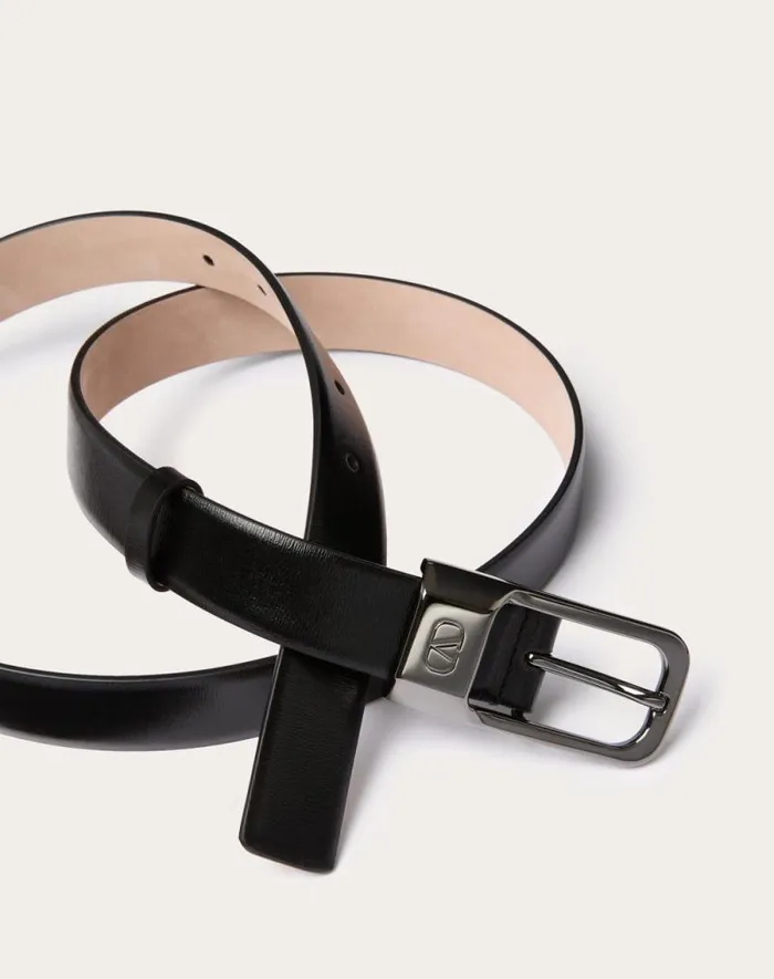 Valentino Belts Man Mini Vlogo Signature Calfskin Leather Belt 25 Mm For Man In Black Black Valentino Belts Man Mini Vlogo Signature Calfskin Leather Belt 25 Mm For Man In Black Black