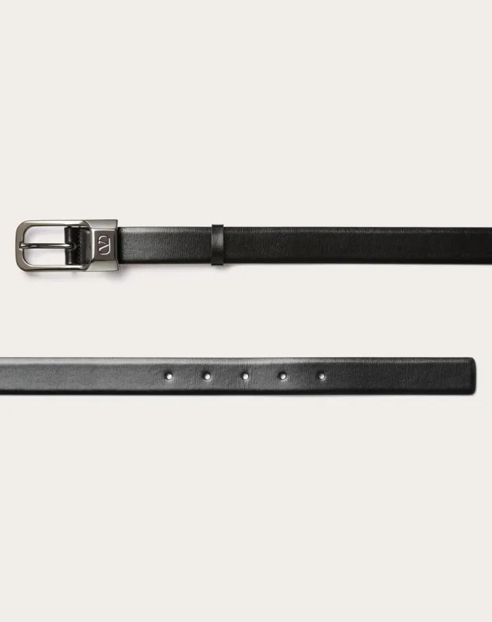 Valentino Belts Man Mini Vlogo Signature Calfskin Leather Belt 25 Mm For Man In Black Black Valentino Belts Man Mini Vlogo Signature Calfskin Leather Belt 25 Mm For Man In Black Black