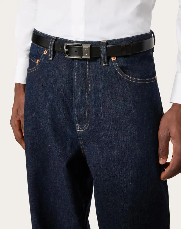 Valentino Belts Man Mini Vlogo Signature Calfskin Leather Belt 25 Mm For Man In Black Black Valentino Belts Man Mini Vlogo Signature Calfskin Leather Belt 25 Mm For Man In Black Black