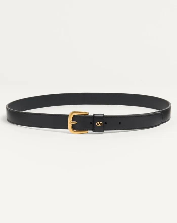 Valentino Belts Man Vlogo Signature Belt In Shiny Calfskin 25 Mm For Man In Black Black
