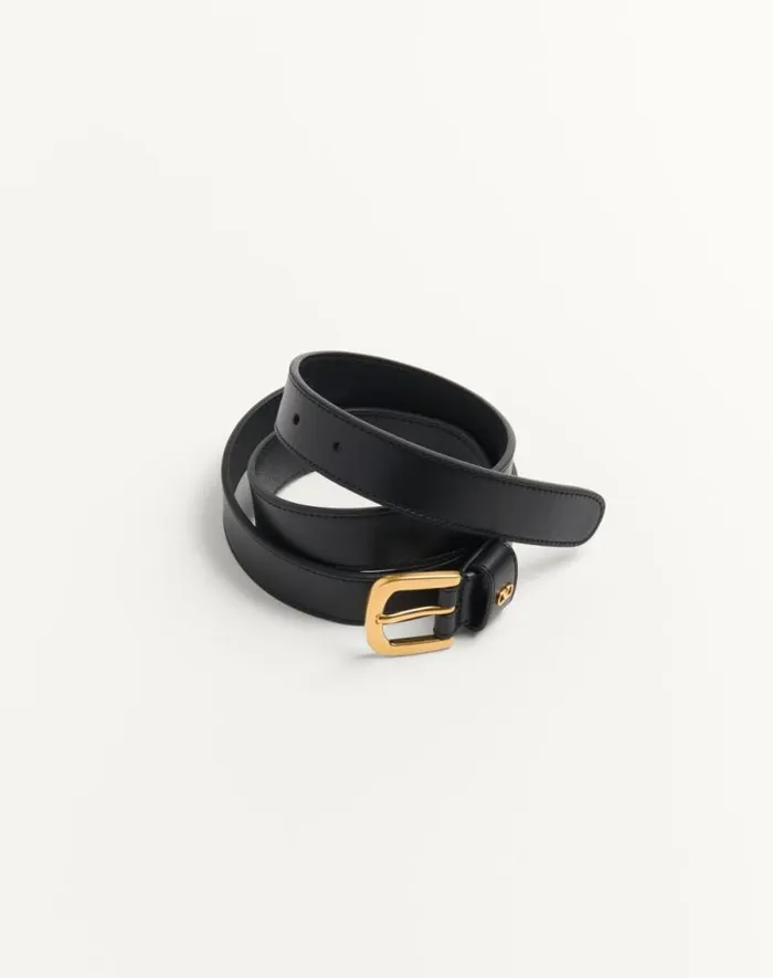 Valentino Belts Man Vlogo Signature Belt In Shiny Calfskin 25 Mm For Man In Black Black Valentino Belts Man Vlogo Signature Belt In Shiny Calfskin 25 Mm For Man In Black Black