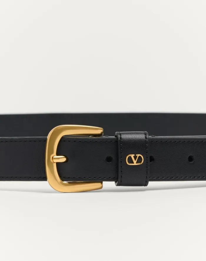Valentino Belts Man Vlogo Signature Belt In Shiny Calfskin 25 Mm For Man In Black Black Valentino Belts Man Vlogo Signature Belt In Shiny Calfskin 25 Mm For Man In Black Black