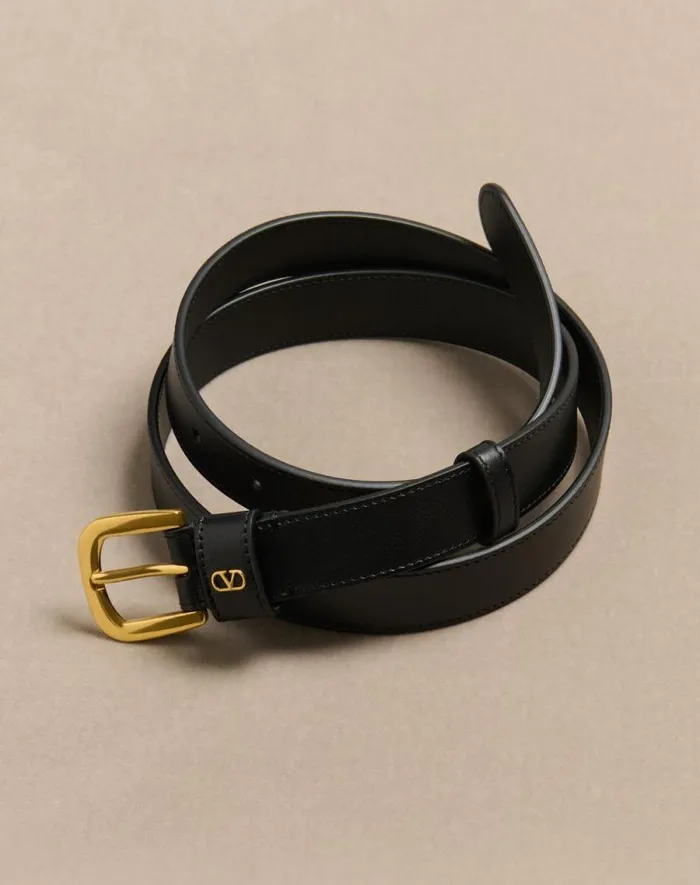 Valentino Belts Man Vlogo Signature Belt In Shiny Calfskin 25 Mm For Man In Black Black Valentino Belts Man Vlogo Signature Belt In Shiny Calfskin 25 Mm For Man In Black Black