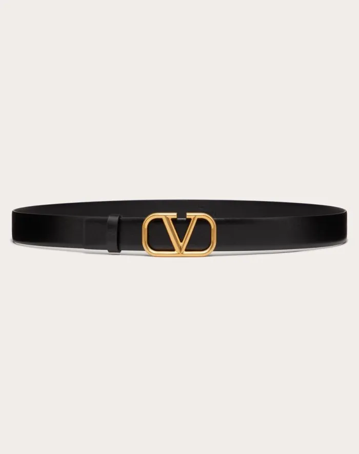 Valentino Belts Man Vlogo Signature Calfskin Belt For Man In Saddle Brown Saddle Brown