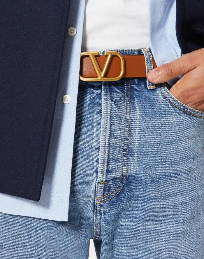 Valentino Belts Man Vlogo Signature Calfskin Belt For Man In Saddle Brown Saddle Brown Valentino Belts Man Vlogo Signature Calfskin Belt For Man In Saddle Brown Saddle Brown