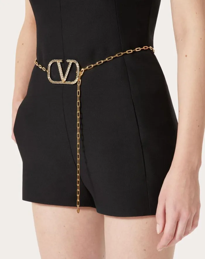 Valentino Belts Woman Vlogo Signature Chain Belt For Woman In Gold Gold Valentino Belts Woman Vlogo Signature Chain Belt For Woman In Gold Gold