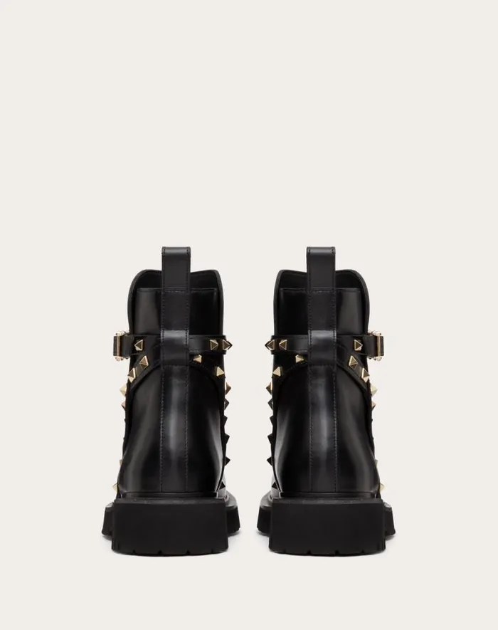 Valentino Boots Woman Rockstud Calfskin Ankle Boot 40 Mm For Woman In Black Black Valentino Boots Woman Rockstud Calfskin Ankle Boot 40 Mm For Woman In Black Black