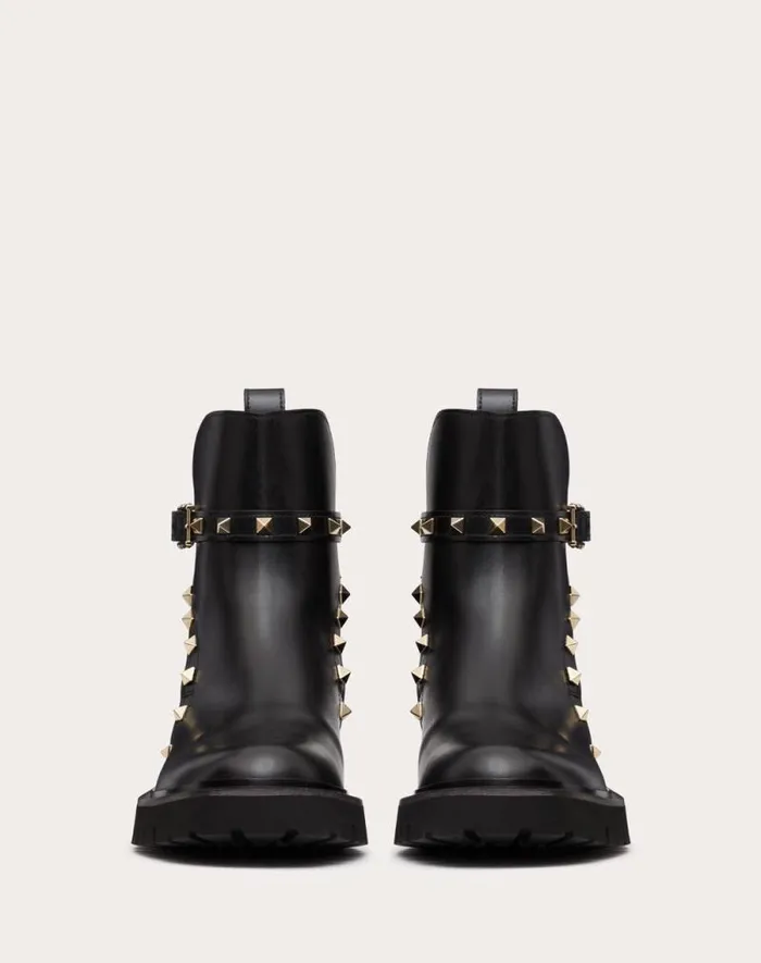 Valentino Boots Woman Rockstud Calfskin Ankle Boot 40 Mm For Woman In Black Black Valentino Boots Woman Rockstud Calfskin Ankle Boot 40 Mm For Woman In Black Black