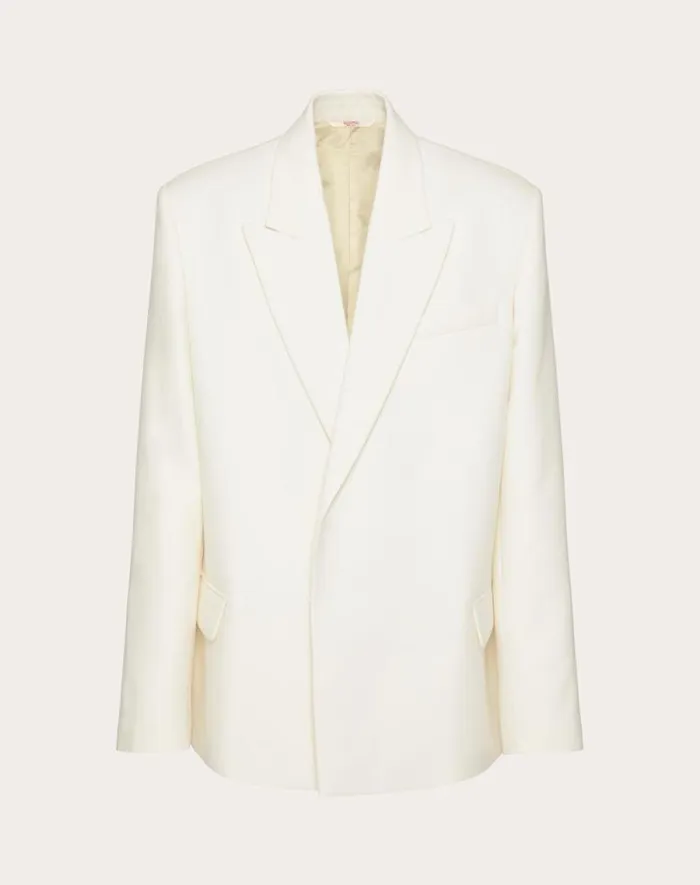 Valentino Coats And Blazers Man Doublebreasted Wool Jacket For Man In Ivory Ivory Valentino Coats And Blazers Man Doublebreasted Wool Jacket For Man In Ivory Ivory