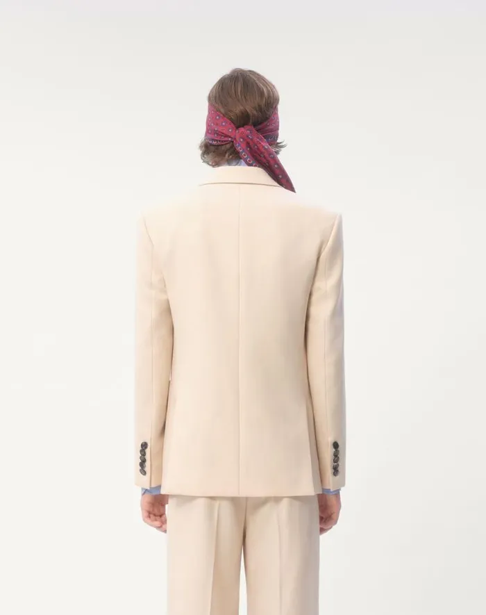 Valentino Coats And Blazers Man Singlebreasted Wool Gabardine Jacket For Man In Butter Butter Valentino Coats And Blazers Man Singlebreasted Wool Gabardine Jacket For Man In Butter Butter