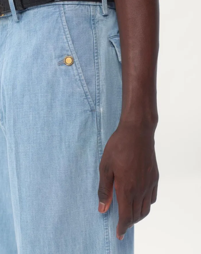 Valentino Denim Man Cuffed Denim Pants For Man In Denim Denim Valentino Denim Man Cuffed Denim Pants For Man In Denim Denim