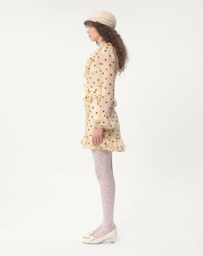 Valentino Dresses Woman Short Dress In Organza With Polka Dot Print For Woman In Ivoryblack Ivoryblack Valentino Dresses Woman Short Dress In Organza With Polka Dot Print For Woman In Ivoryblack Ivoryblack