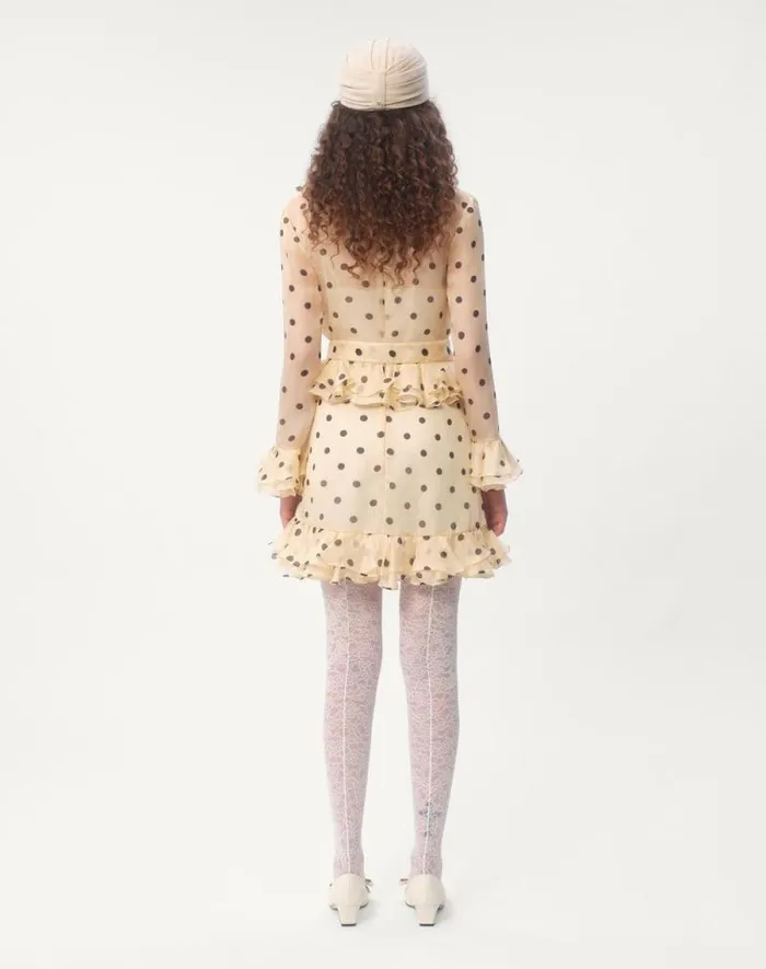 Valentino Dresses Woman Short Dress In Organza With Polka Dot Print For Woman In Ivoryblack Ivoryblack Valentino Dresses Woman Short Dress In Organza With Polka Dot Print For Woman In Ivoryblack Ivoryblack