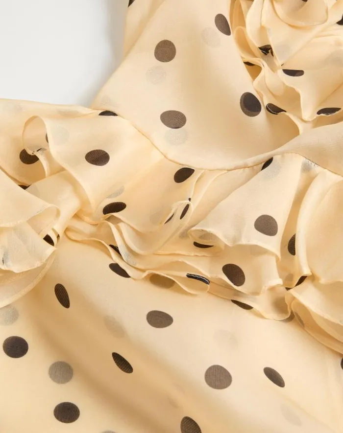 Valentino Dresses Woman Short Dress In Organza With Polka Dot Print For Woman In Ivoryblack Ivoryblack Valentino Dresses Woman Short Dress In Organza With Polka Dot Print For Woman In Ivoryblack Ivoryblack