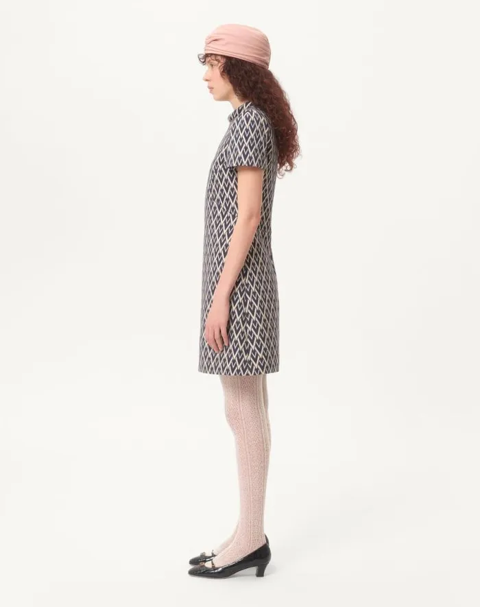 Valentino Dresses Woman Short Dress In Toute La V Jacquard For Woman In Nightcream Nightcream Valentino Dresses Woman Short Dress In Toute La V Jacquard For Woman In Nightcream Nightcream