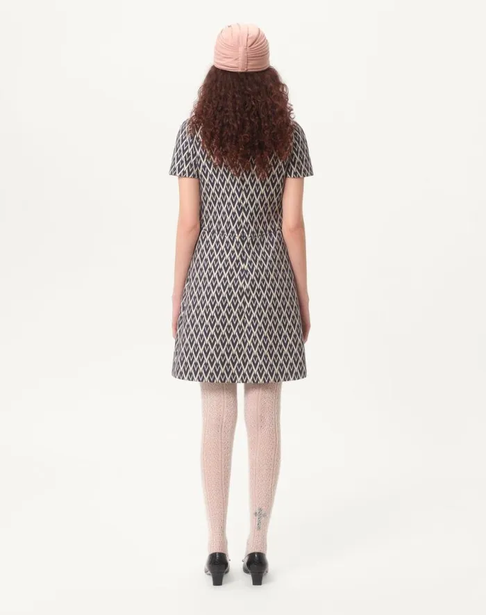 Valentino Dresses Woman Short Dress In Toute La V Jacquard For Woman In Nightcream Nightcream Valentino Dresses Woman Short Dress In Toute La V Jacquard For Woman In Nightcream Nightcream