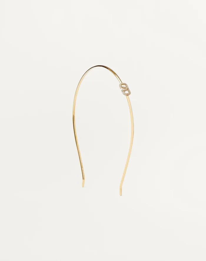 Valentino Hair Accessories Woman Vlogo Signature Metal And Swarovski Crystal Headband For Woman In Gold Gold Valentino Hair Accessories Woman Vlogo Signature Metal And Swarovski Crystal Headband For Woman In Gold Gold