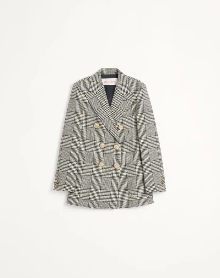 Valentino Jackets And Blazers Woman Houndstooth Wool Blazer For Woman In Ivoryblack Ivoryblack Valentino Jackets And Blazers Woman Houndstooth Wool Blazer For Woman In Ivoryblack Ivoryblack