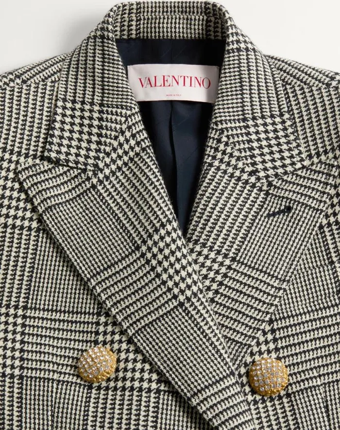 Valentino Jackets And Blazers Woman Houndstooth Wool Blazer For Woman In Ivoryblack Ivoryblack Valentino Jackets And Blazers Woman Houndstooth Wool Blazer For Woman In Ivoryblack Ivoryblack