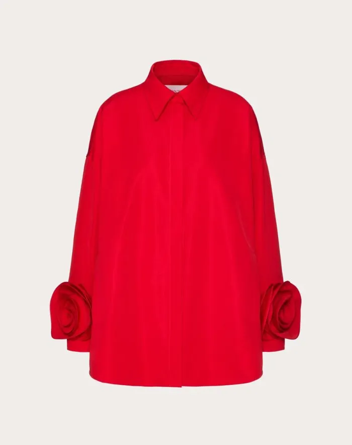 Valentino Jackets And Blazers Woman Micro Faille Jacket For Woman In Red Red Valentino Jackets And Blazers Woman Micro Faille Jacket For Woman In Red Red