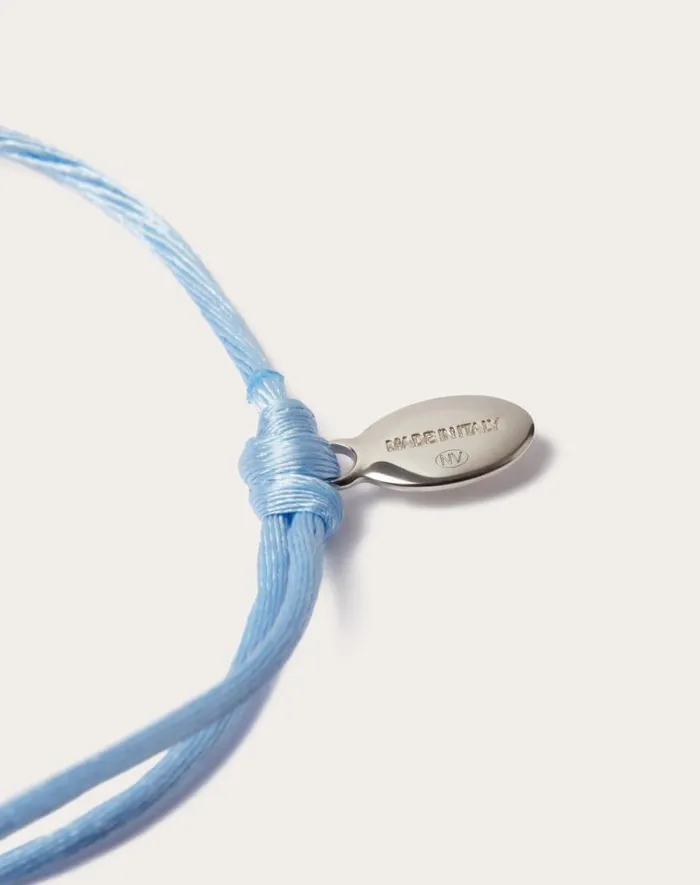 Valentino Jewelry Man Vlogo Signature Cotton Bracelet For Man In Ultramarine Ultramarine